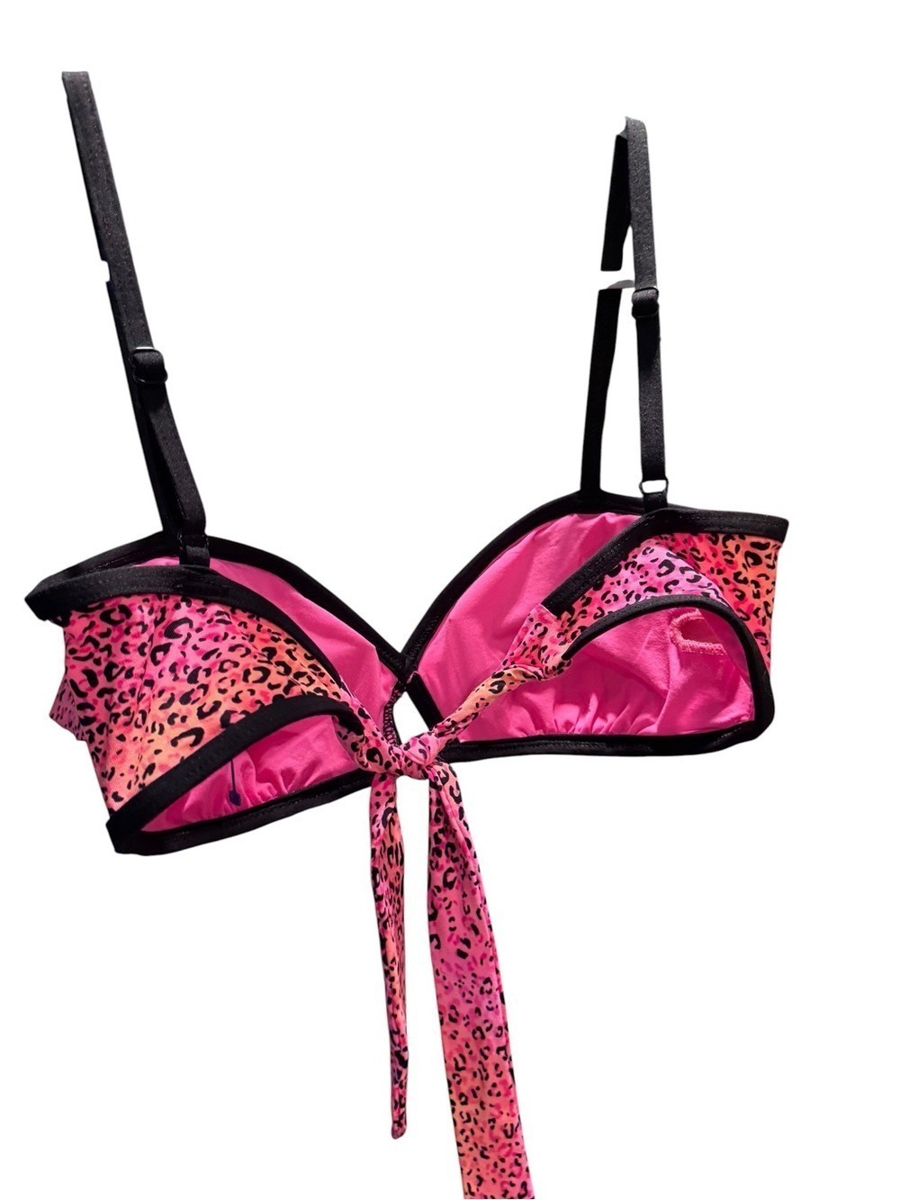 174. Coco Rave Pink Leopard Ruffle Bikini Top - Picture 2 of 3